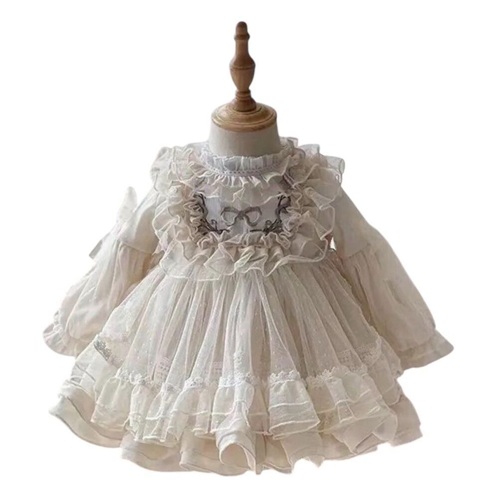 Ljyh Girls 5-6 yrs princess pageant beauty queen cream Spanish style tulle dress